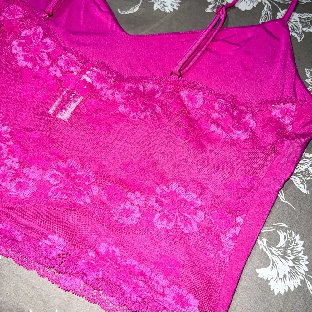 Victoria's Secret Fuchsia Modal Lace Back Cropped Cami Top, Size L